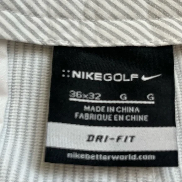 Nike Golf Dry Fit Pants 36/32 NWOT Gray White Stripe - Picture 7 of 9